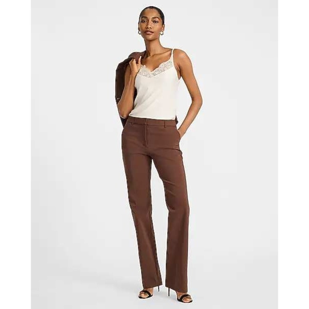 Express NWT Design Studio Brown Stylist Premiere Stretch Flare Dress Pants 8